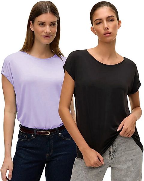 Vero Moda T-Shirt Stilvolles Basic Shirt mit Rundhalsausschnitt (2er-Pack) günstig online kaufen
