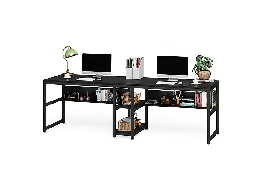 Tribesigns Doppelschreibtisch Schreibtisch, Computertisch mit Regalen, 200 günstig online kaufen