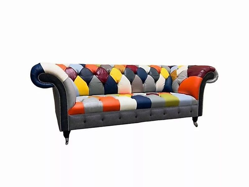 JVmoebel Sofa Bunter Chesterfield 3 Sitzer Stoff Design Couch Polster Texti günstig online kaufen