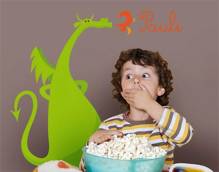 Wunschtext-Wandtattoo Kinderzimmer No.EK149 Wunschtext Drachen günstig online kaufen