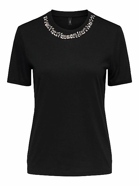 ONLY "ONLPARKER S/S O-NECK BLING TOP BOX JRS" Materialmix, regular fit, Run günstig online kaufen