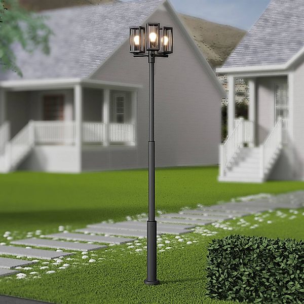 Lucande Außenlampe Siveta, 240cm, 3-flg., schwarz, E27, IP65 günstig online kaufen