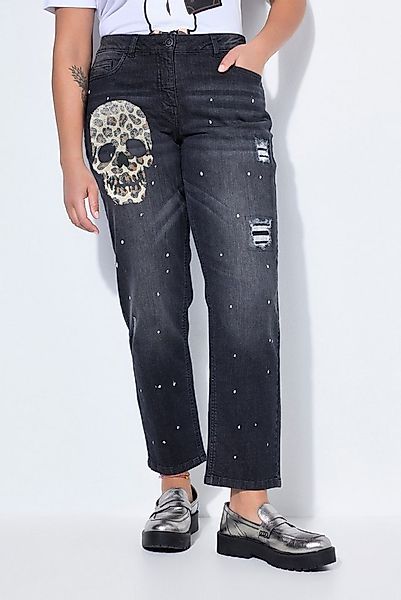 Angel of Style Regular-fit-Jeans Boyfriend-Jeans glitzernder Totenkopf 5-Po günstig online kaufen