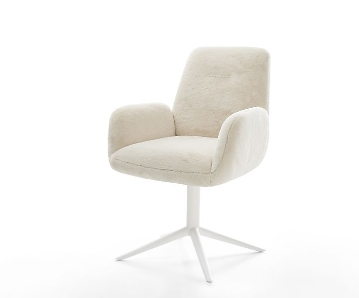 Drehstuhl Zoa-Flex Plüsch Creme-Weiß Fußkreuz Weiß 360° drehbar Wippfunktio günstig online kaufen