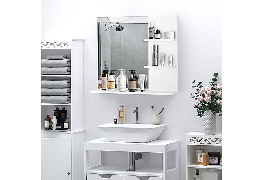 Kleankin Spiegel Badspiegel mit 3 Ablagen, Wandspiegel Badezimmerspiegel (S günstig online kaufen