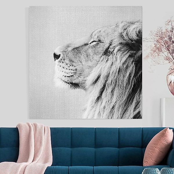Leinwandbild Löwe Leopold Schwarz Weiß günstig online kaufen