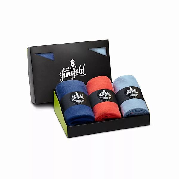 Von Jungfeld 3er Pack Herren Socken, Geschenkbox, gemischte Farben Blau/Ora günstig online kaufen