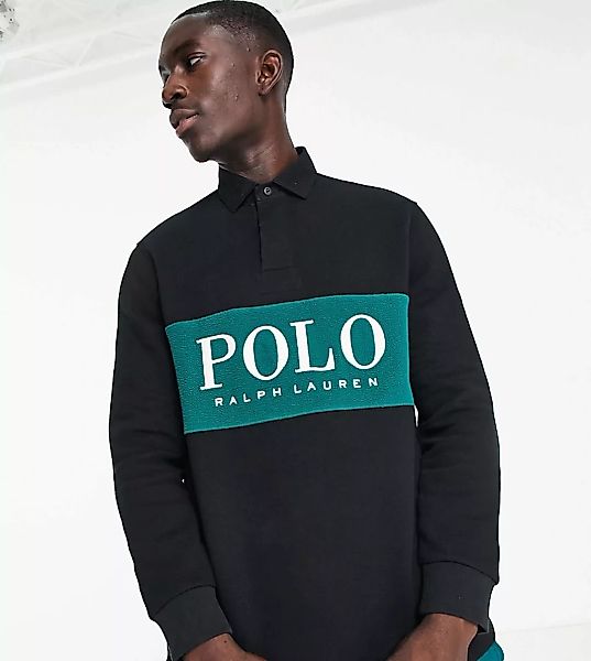 Polo Ralph Lauren x ASOS – Exclusive Collab – Rugby-Polohemd in Schwarz mit günstig online kaufen