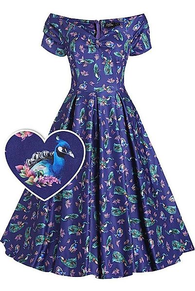 Dolly and Dotty A-Linien-Kleid Lily Purple Peacocks Off-Shoulder Vintage Re günstig online kaufen