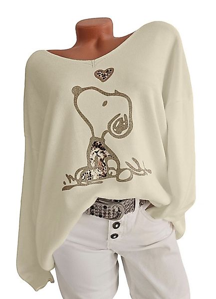 Rehoboth Moda V-Ausschnitt-Pullover Feinstrick Damen Pullover mit Comic Pri günstig online kaufen