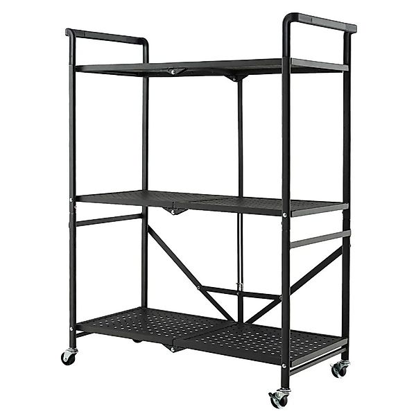 Costway Servierwagen Klappbar Küchenwagen Allzweckwagen Schwarz günstig online kaufen