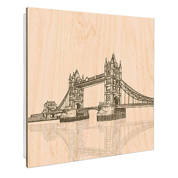 Banjado Schlüsselkasten mit Holzfront 30x30cm Weiß Scharnier Links 50 Haken günstig online kaufen