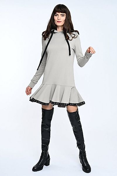 ILAY Lit Minikleid Hoodie Dress mit Volantsaum & Labelband- Kelly- Taupe Mi günstig online kaufen