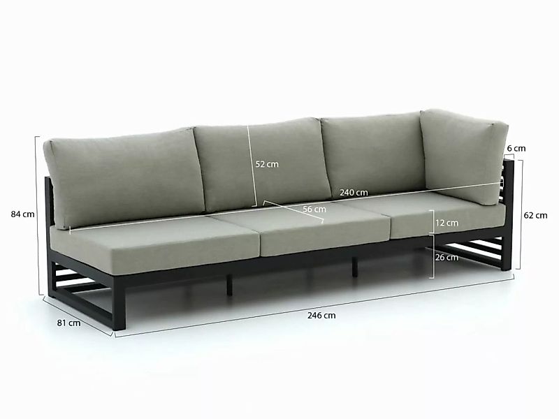 Bellagio Cadora Gartensofa 3-Sitzer linker Arm 246 cm günstig online kaufen