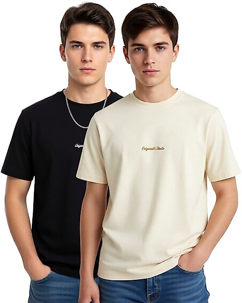 Jack & Jones T-Shirt (Spar-Set, 2er-Pack) mit dezent gesticktem Logo, aus B günstig online kaufen
