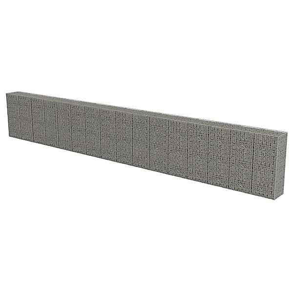 vidaXL Gabionenwand mit Abdeckung Verzinkter Stahl 900x50x150 cm 143589 günstig online kaufen