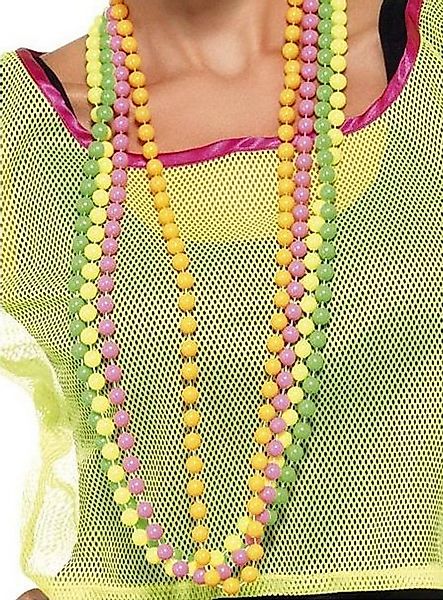 Smiffys Kostüm 80er Jahre Neon Perlenkette, Fluoreszierende Ketten in vier günstig online kaufen