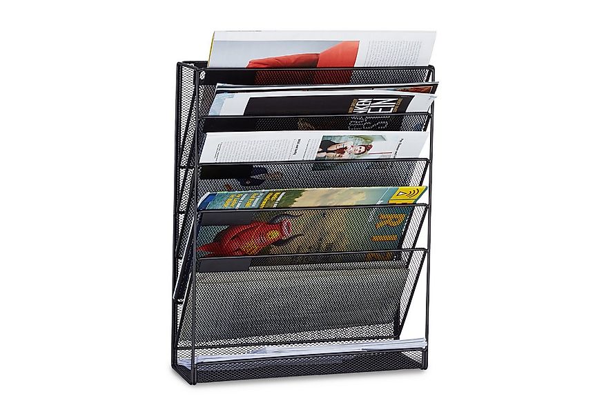 relaxdays Zeitungsständer Zeitschriftenhalter Wand, schwarz günstig online kaufen