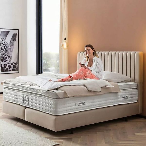 BettCo Boxspringbett Paris (in Creme Velours, 160 x 200 cm), Pfeifensteppun günstig online kaufen