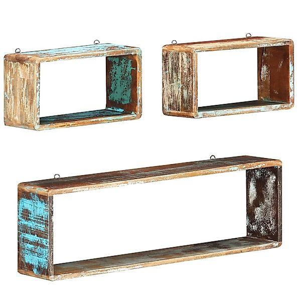 vidaXL Regal 3-tlg. Würfel-Wandregal-Set Recyceltes Massivholz, günstig online kaufen