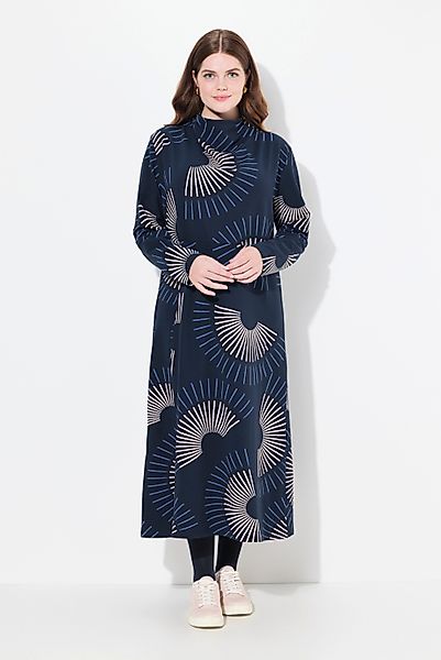 Ulla Popken Midikleid Maxi-Sweatkleid Wasserfallkragen Langarm günstig online kaufen