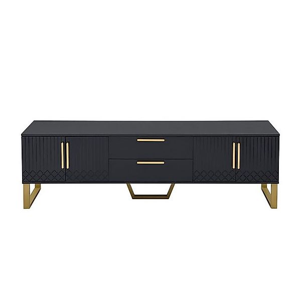 Rutaqian TV-Schrank Hochglänzender TV-Schrank mit goldene Griffe und Füße, günstig online kaufen