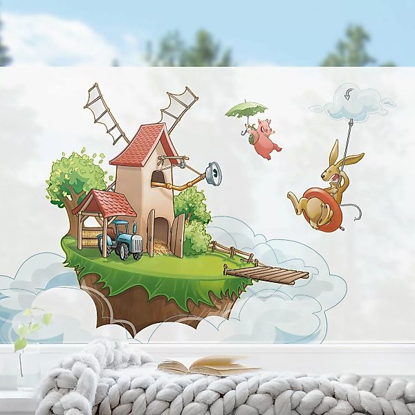 Fensterfolie Kinderzimmer Fliegender Bauernhof Ausflug günstig online kaufen