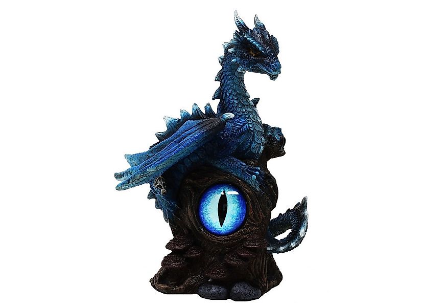 MystiCalls Dekofigur Blauer Drache mit Drachenauge - Drache Figur Beschütze günstig online kaufen