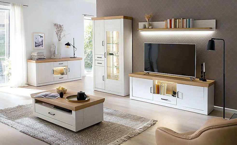 maison bleue Wohnwand  Zara ¦ weiß ¦ Maße (cm): B: 287 H: 205 T: 50.0 Kommo günstig online kaufen