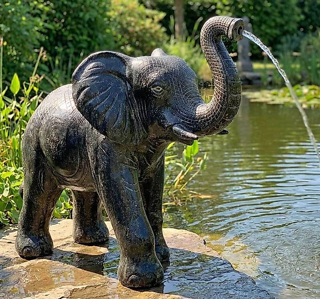 Wasserspeier Elefant aus Stein Groß XXL Teichfigur Gartenfigur 100 cm günstig online kaufen