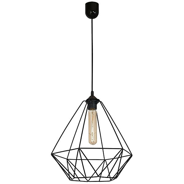 Licht-Erlebnisse Hängeleuchte Metall Schwarz Ø 35 cm Retro Design günstig online kaufen