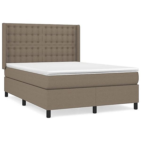 vidaXL Boxspringbett, Boxbett mit Matratze Taupe 140x190 cm Stoff günstig online kaufen