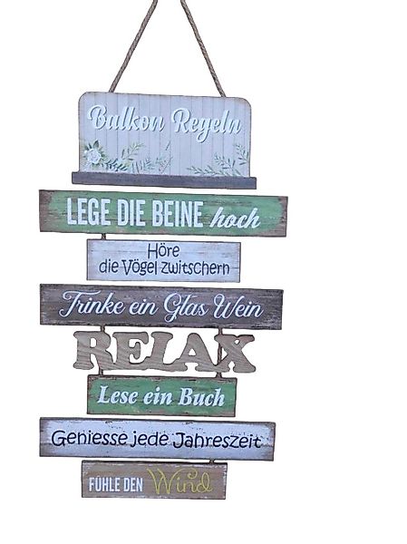 Deko-Impression Wanddekoobjekt Dekoratives Schild Balkonregeln Holz günstig online kaufen