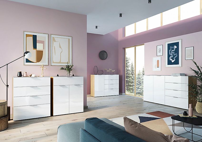 GERMANIA Sideboard "Oakland", in 2 Breiten, Fronten und Oberboden mit Glasa günstig online kaufen
