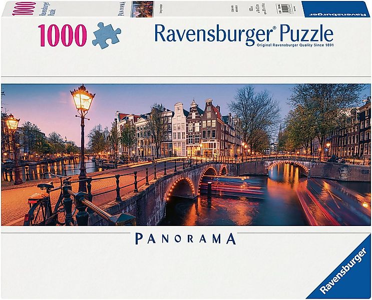 Ravensburger Puzzle Panorama, Abend in Amsterdam, 1000 Puzzleteile, Made in günstig online kaufen
