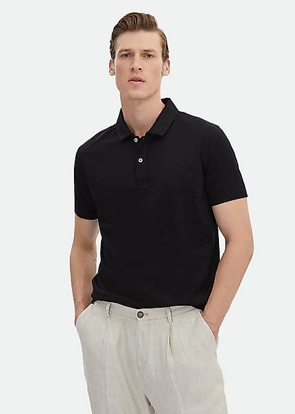 RAMSEY Poloshirt Schwarzes Einfarbiges Polo-Hals 100% Baumwolle T-Shirt günstig online kaufen