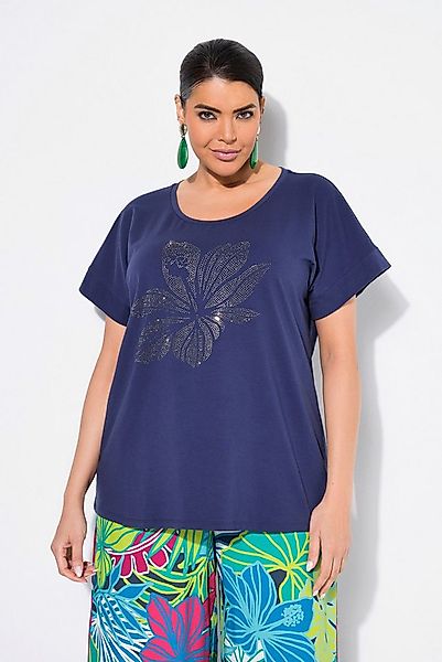 Ulla Popken T-Shirt T-Shirt Blüte oversized Rundhals Halbarm günstig online kaufen