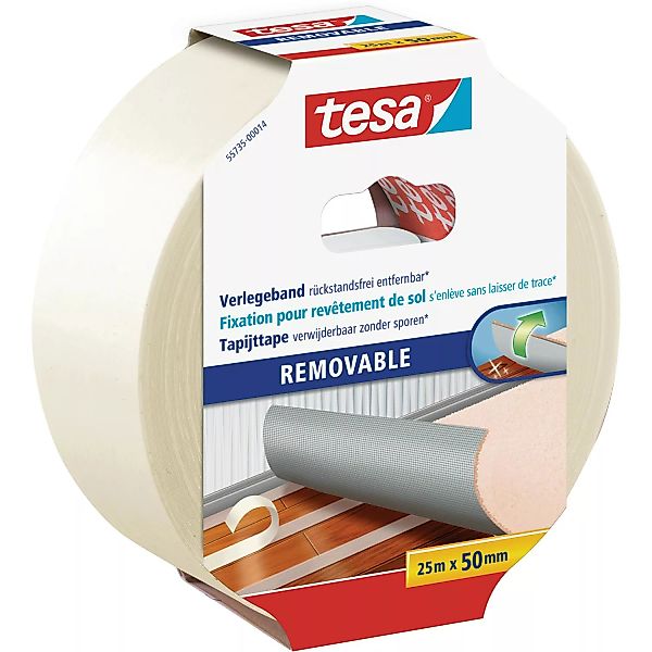 Tesa Verlegeband rückstandsfrei entfernbar 25 m x 50 mm günstig online kaufen