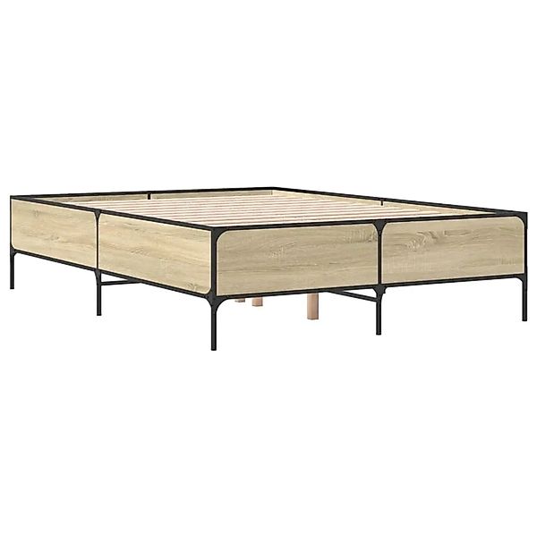 vidaXL Bettgestell Sonoma-Eiche 120x200 cm Holzwerkstoff und Metall 3279803 günstig online kaufen