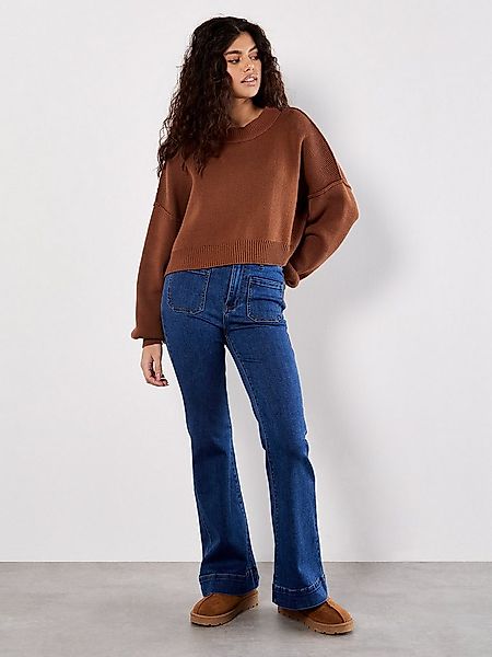 Apricot Strickpullover Kurzpullover mit breiten Strickbündchen günstig online kaufen