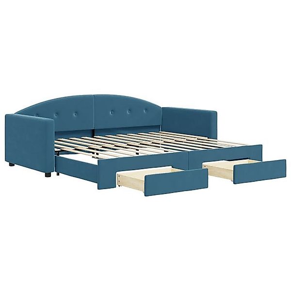 vidaXL Gästebett Gästebett Tagesbett mit Rollbett und Schubladen Blau 90x20 günstig online kaufen