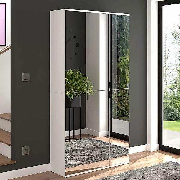 Dielenkleiderschrank mit Spiegel 193 cm hoch 34 cm tief (zweiteilig) günstig online kaufen