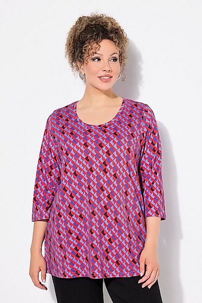 Ulla Popken Longshirt Shirt bedruckt A-Linie Rundhals 3/4-Arm günstig online kaufen