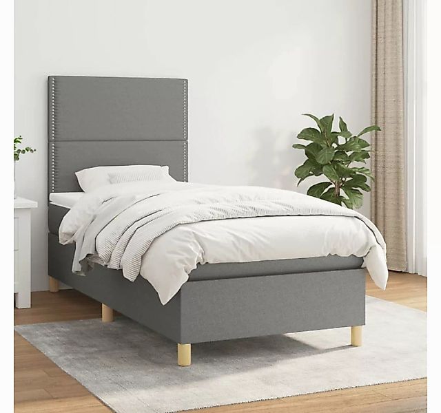 vidaXL Boxspringbett Boxspringbett mit Matratze Dunkelgrau 100x200 cm Stoff günstig online kaufen