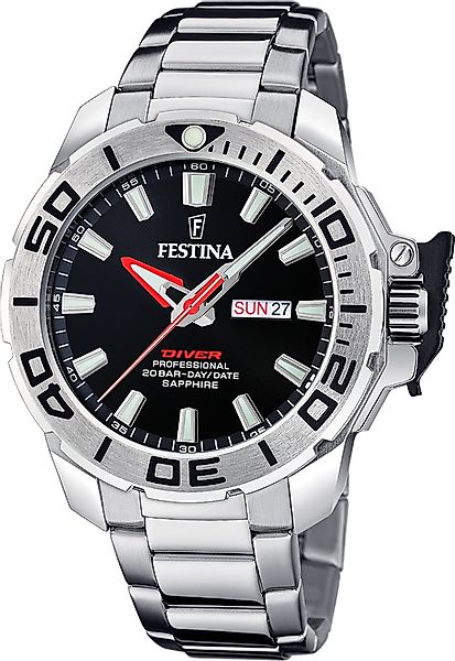 Festina Quarzuhr Festina Herrenuhr Edelstahl silber, günstig online kaufen