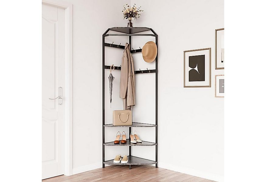 GarveeMore Mehrfach-Kleiderbügel Garderobenständer, Metall-Eckgarderobe Flu günstig online kaufen