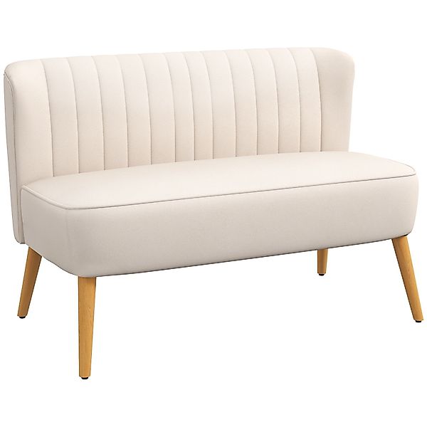 HOMCOM 2-Sitzer Zweisitzer, Loveseat mit Leinenoptik, Doppelsofa mit Holzbe günstig online kaufen
