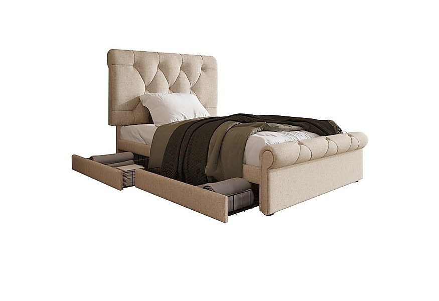 MODFU Polsterbett Stauraumbett mit verstellbarem Kopfteil (Jugendbett Funkt günstig online kaufen