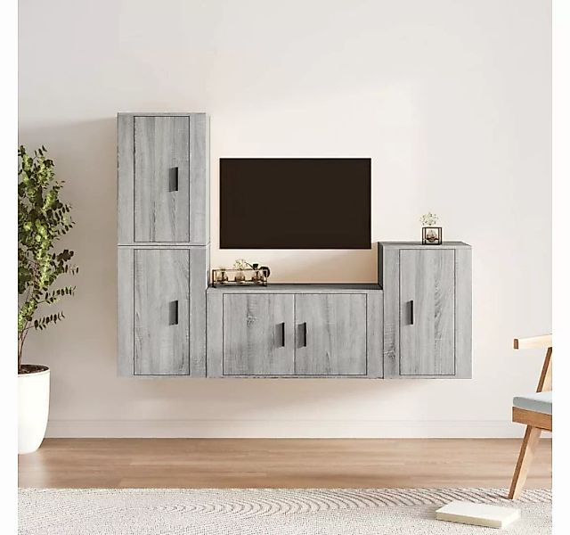 furnicato TV-Schrank 4-tlg. TV-Schrank-Set Grau Sonoma Holzwerkstoff günstig online kaufen