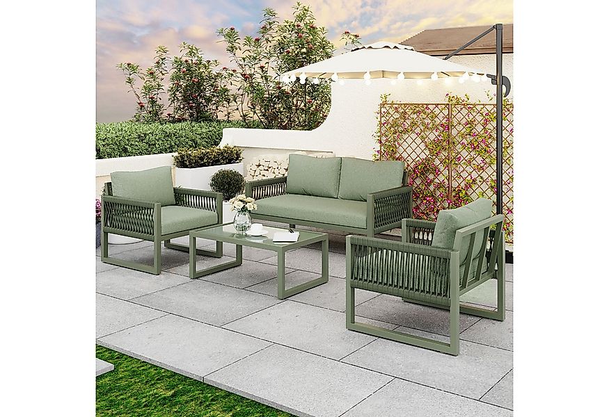 Flieks Gartenlounge-Set, 4 Sitzer Gartenmöbel Sitzgruppe Balkonset aus Eise günstig online kaufen